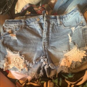 Mossimo Supply Co Blue Jean Shorts High-Waisted Distressed